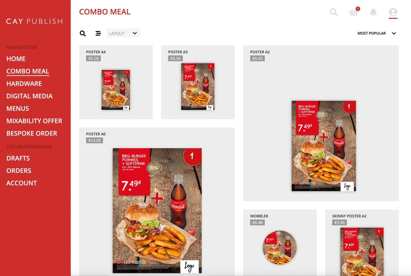 Combo Meal Selection in CAY PUBLISH